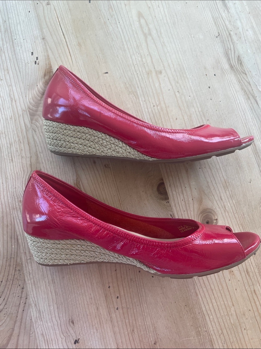 Cole Haan Nike Air Collab Red Patent Peep-Toe Heels Super Comfortable